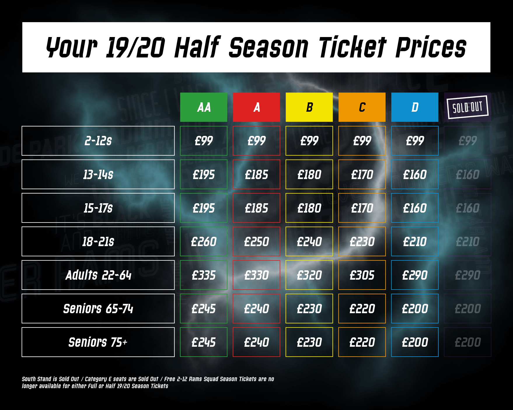 Still Time To Buy A Derby County 2019/20 Half Season Ticket Blog